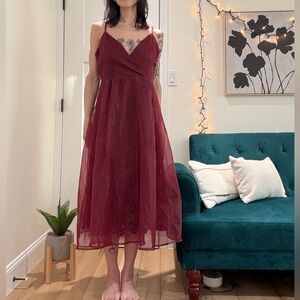 Lulu's Burgundy Organza Formal Dress